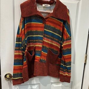 Haptics Colorful Striped Pullover long sleeves top